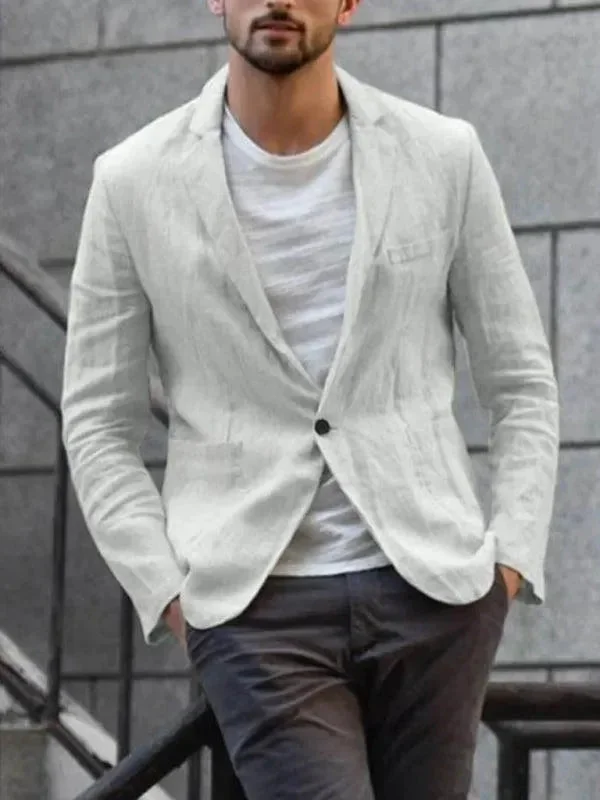 Leather Sneakers Men Blazer - Casual Linen Blazer