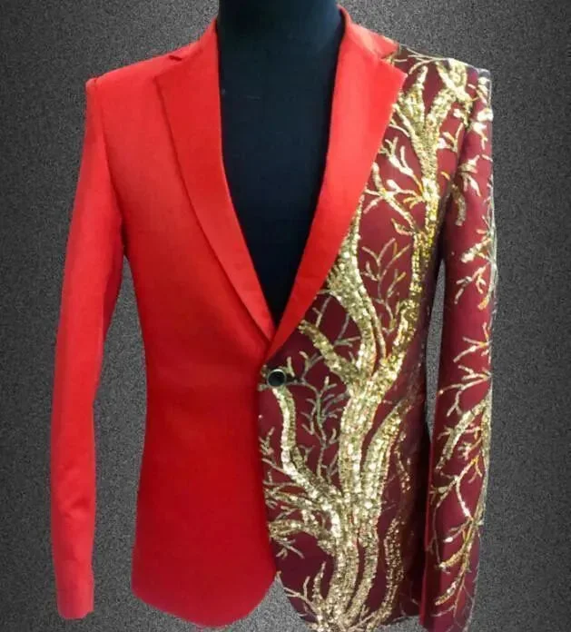 Funky T-shirts Men Blazer - Gold Sequin Blazer