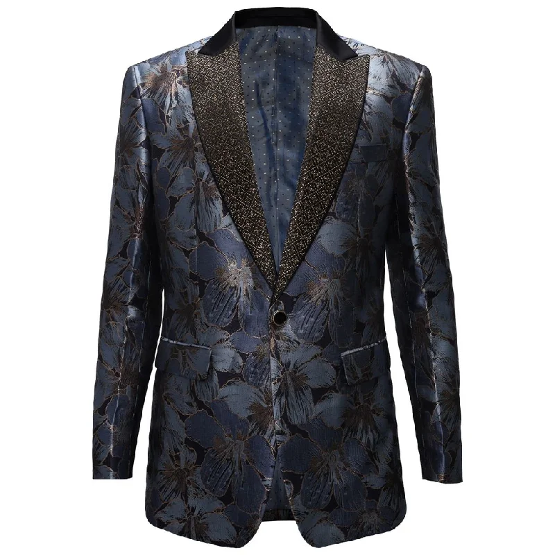 Classic Coats Midnight Bloom-BLUE/GOLD