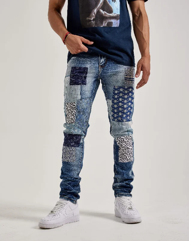 Printed Sweatshirts Embellish Nyc Patchwork Denim Jeans