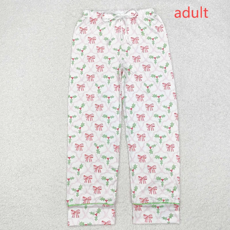 Trendy Outerwear RTS NO MOQ ETA 5/7days arrived P0545 Adult female pink bow pattern leaf trousers