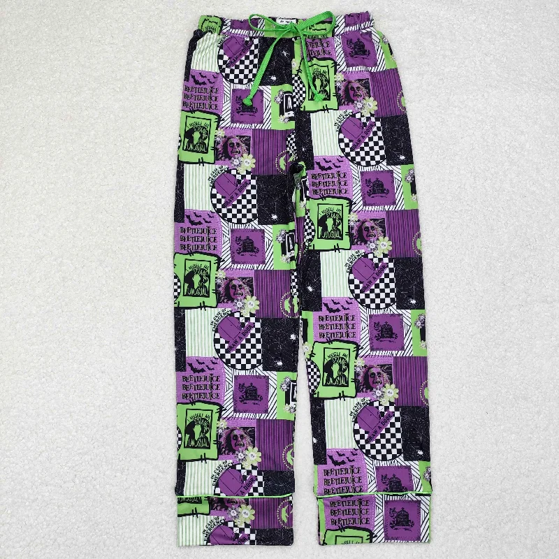 High-end Sneakers RTS NO MOQ ETA 5/7days P0585 Adult female Halloween plaid purple-green trousers