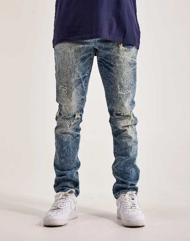 Slim-fit Shirts Smoke Rise Wave Effect Basic Slim Denim