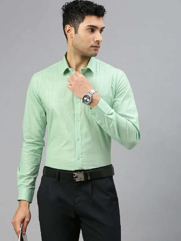 Wool Suits Men 100% Cotton Shirt Green T37 TM10