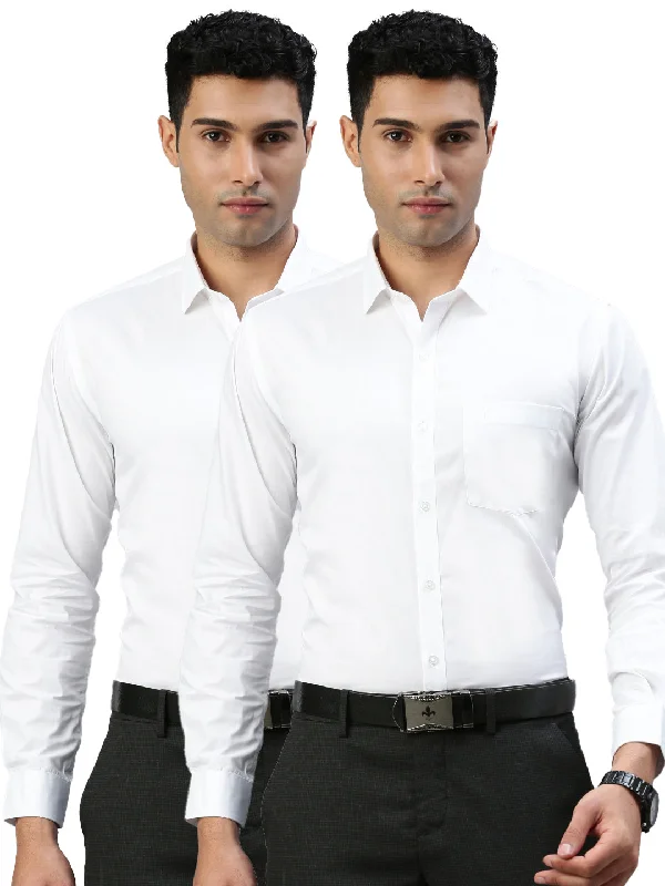 Vintage Tees Men 100% Cotton White Full Sleeves Shirt Winner (2 Pcs Pack)