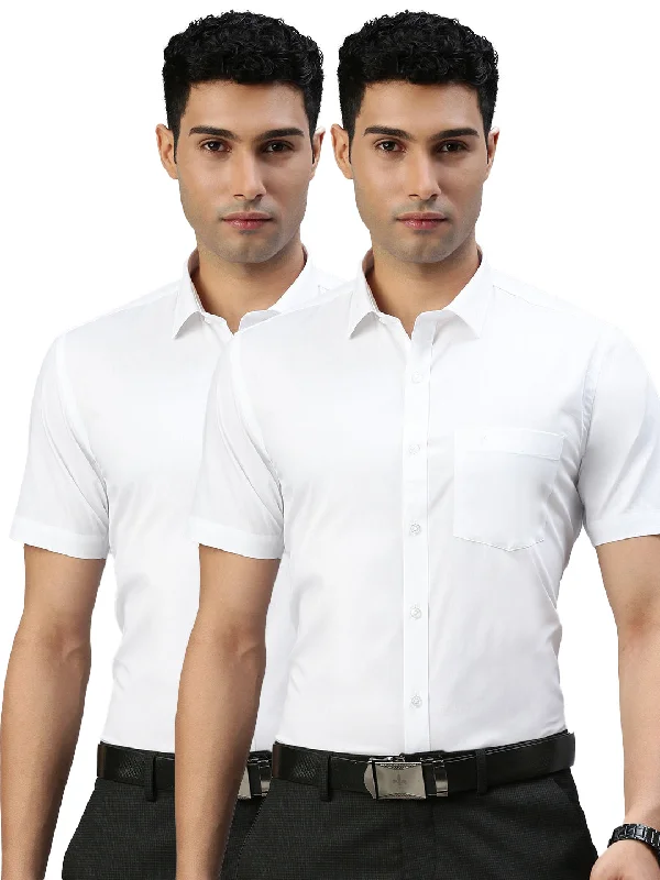 Winter Scarves Men 100% Cotton White Half Sleeves Shirt Winner (2 Pcs Pack)