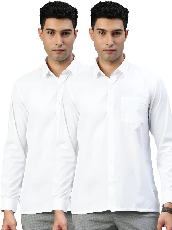 Cargo Shorts Men Cotton Rich White Full Sleeves Shirt Wewin (2 Pcs Pack)