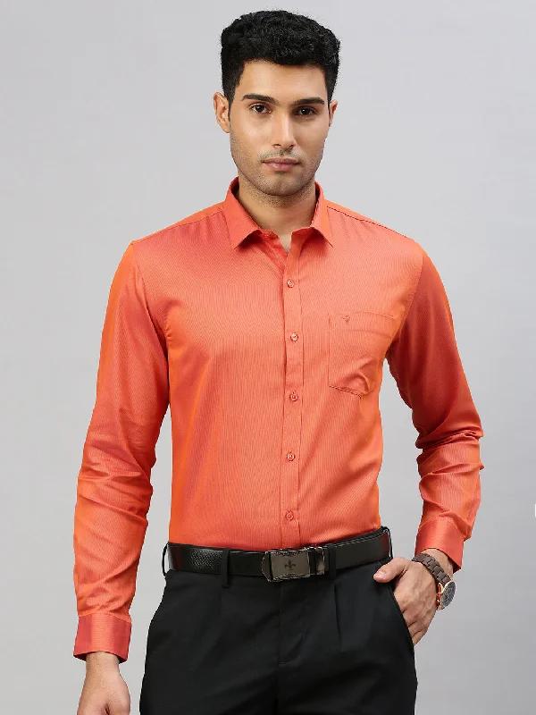 Hipster Style Men Cotton Rich Shirt Orangy Red TZ5