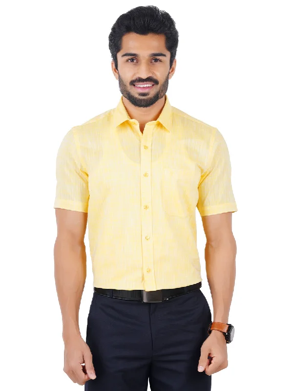 Statement Shirts Men 100% Cotton Half Sleeves Shirt Yellow CL2 GT14