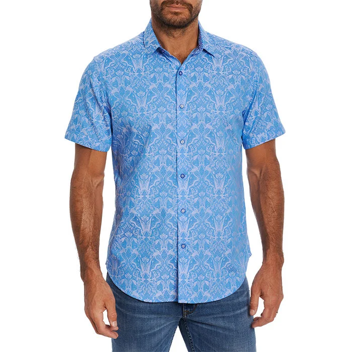 Winter Boots Robert Graham Highland Short Sleeve Classic Fit Sport Shirt - Light Blue