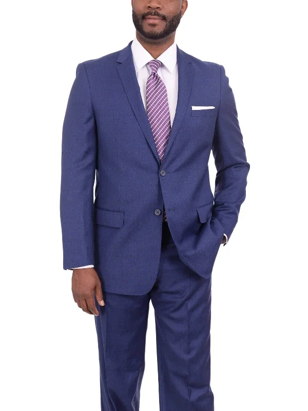 Sporty Blazers Giorgio Cosani Regular Fit Solid Royal Blue Two Button Wool Cashmere Blend Suit