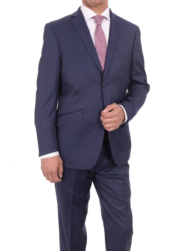 Stylish Blazers Ideal Slim Fit Solid Blue Two Button Wool Suit