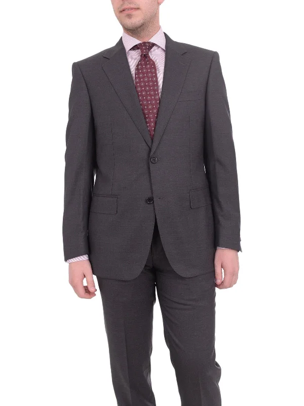 Athletic Shorts Mens Napoli Slim Fit Solid Gray Half Canvassed Super 150s Italian Wool Suit