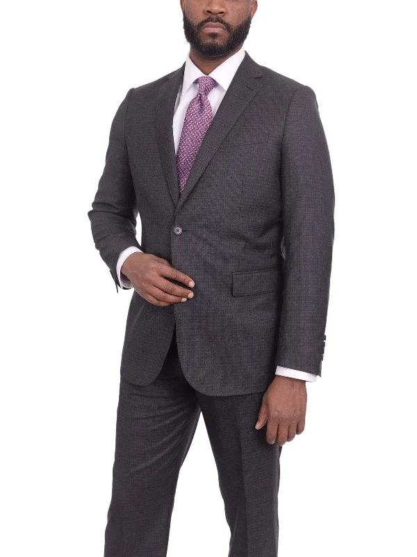 Cargo Pants Mens Slim Fit Charcoal Gray Check Two Button Wool Suit